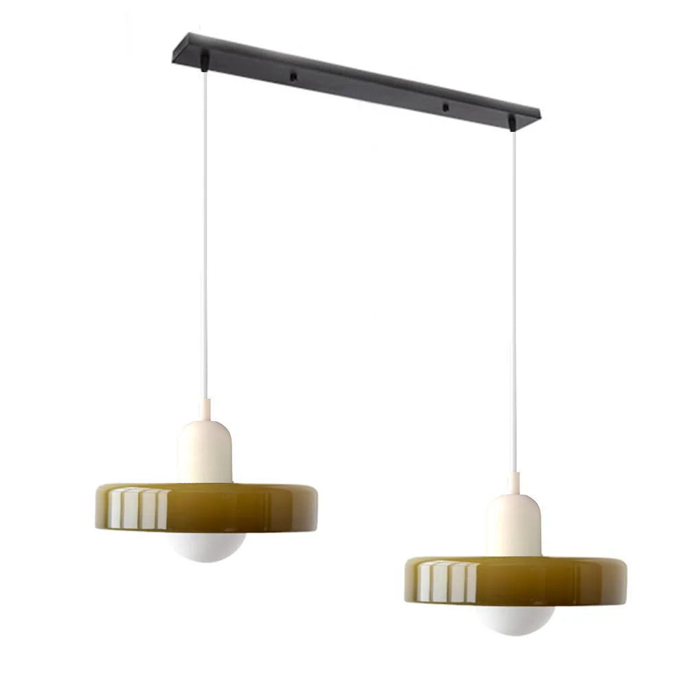 2 Heads Modern Bauhaus Stained Glass Pendant Lamp - Image 15