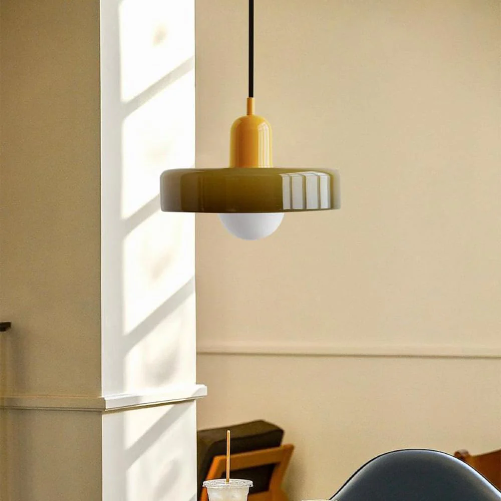 2 Heads Modern Bauhaus Stained Glass Pendant Lamp - Image 18