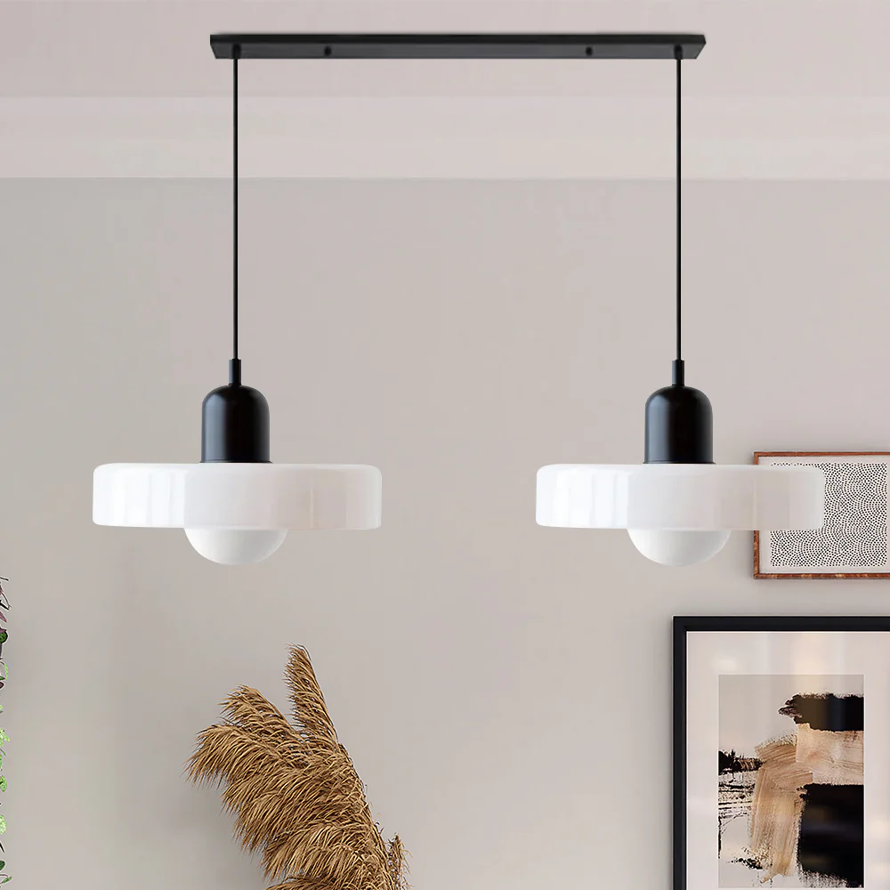2 Heads Modern Bauhaus Stained Glass Pendant Lamp - Image 43