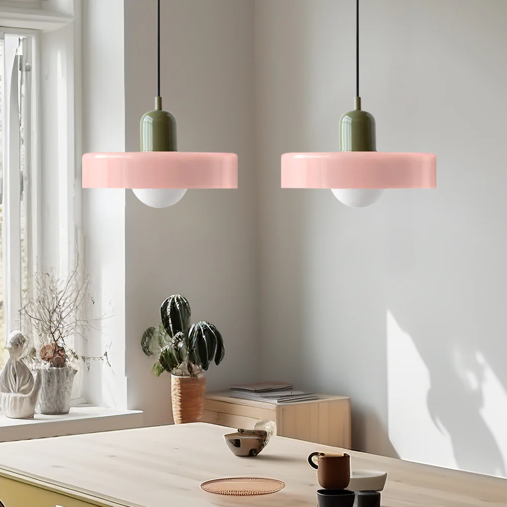 2 Heads Modern Bauhaus Stained Glass Pendant Lamp - Image 50