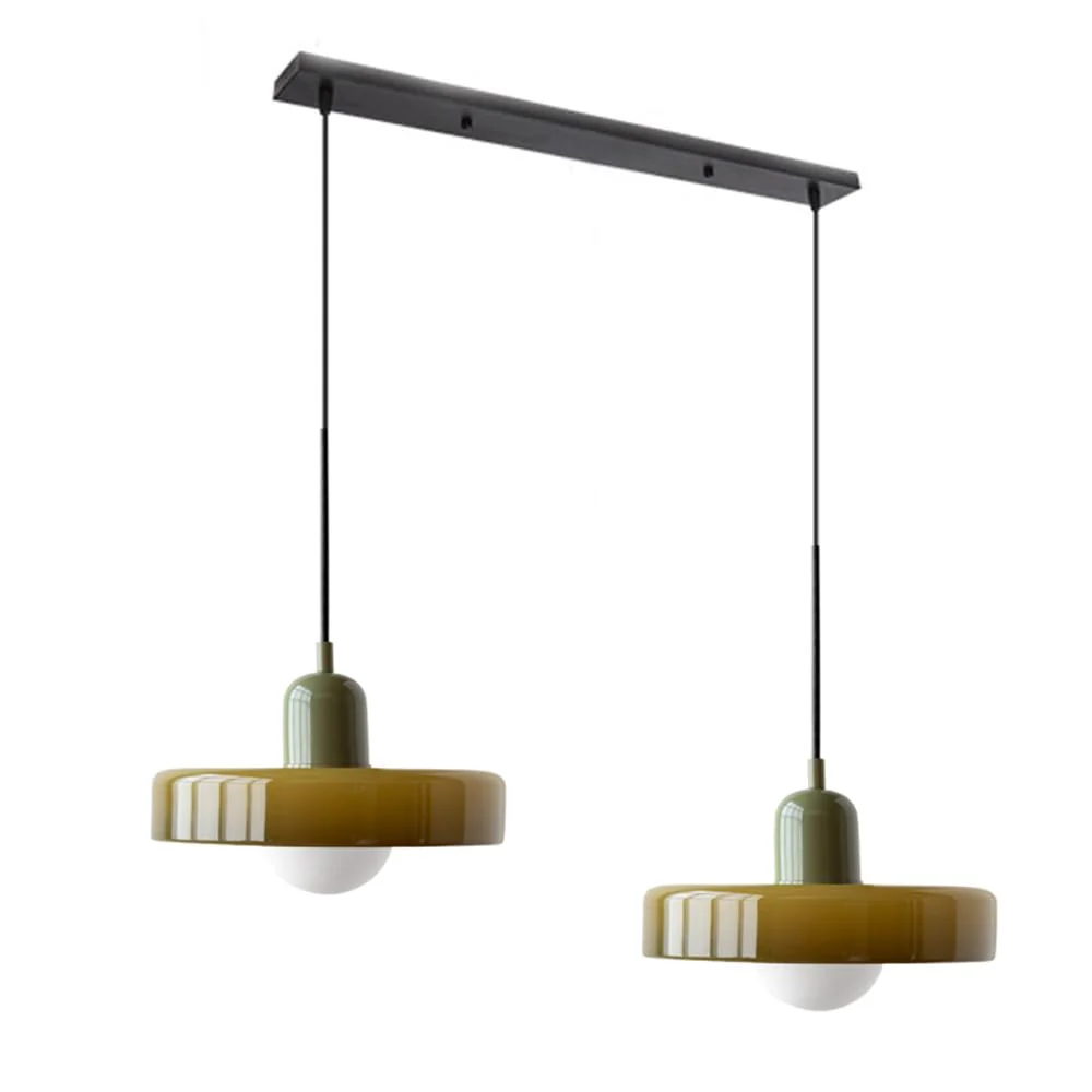 2 Heads Modern Bauhaus Stained Glass Pendant Lamp - Image 6