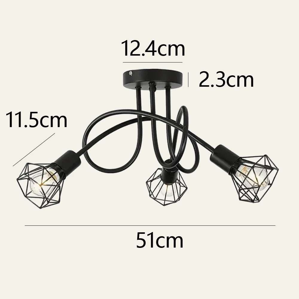3 Lights Industrial Stylish Iron Living Room Ceiling Lights - Image 7