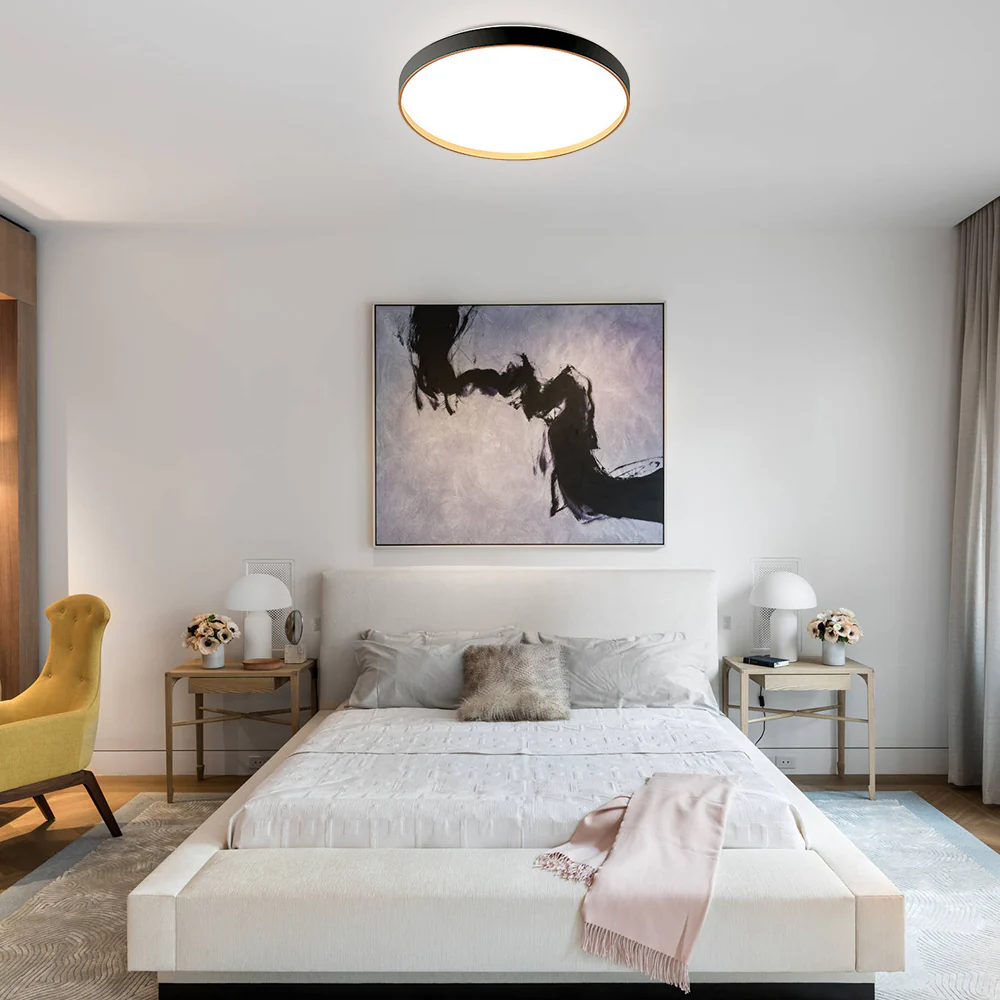 Black Round Flush Ceiling Light For Living Room - Image 2