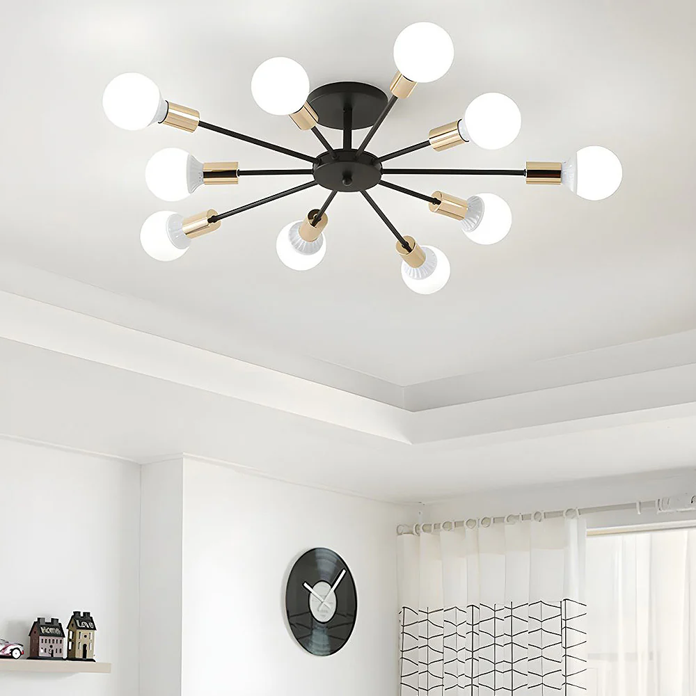 Black Simple Iron Multi-Head Chandelier For Bedroom - Image 15