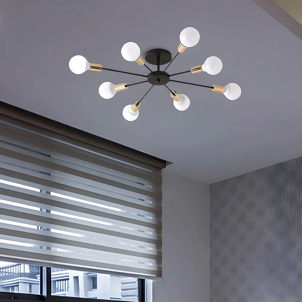 Black Simple Iron Multi-Head Chandelier For Bedroom - Image 8