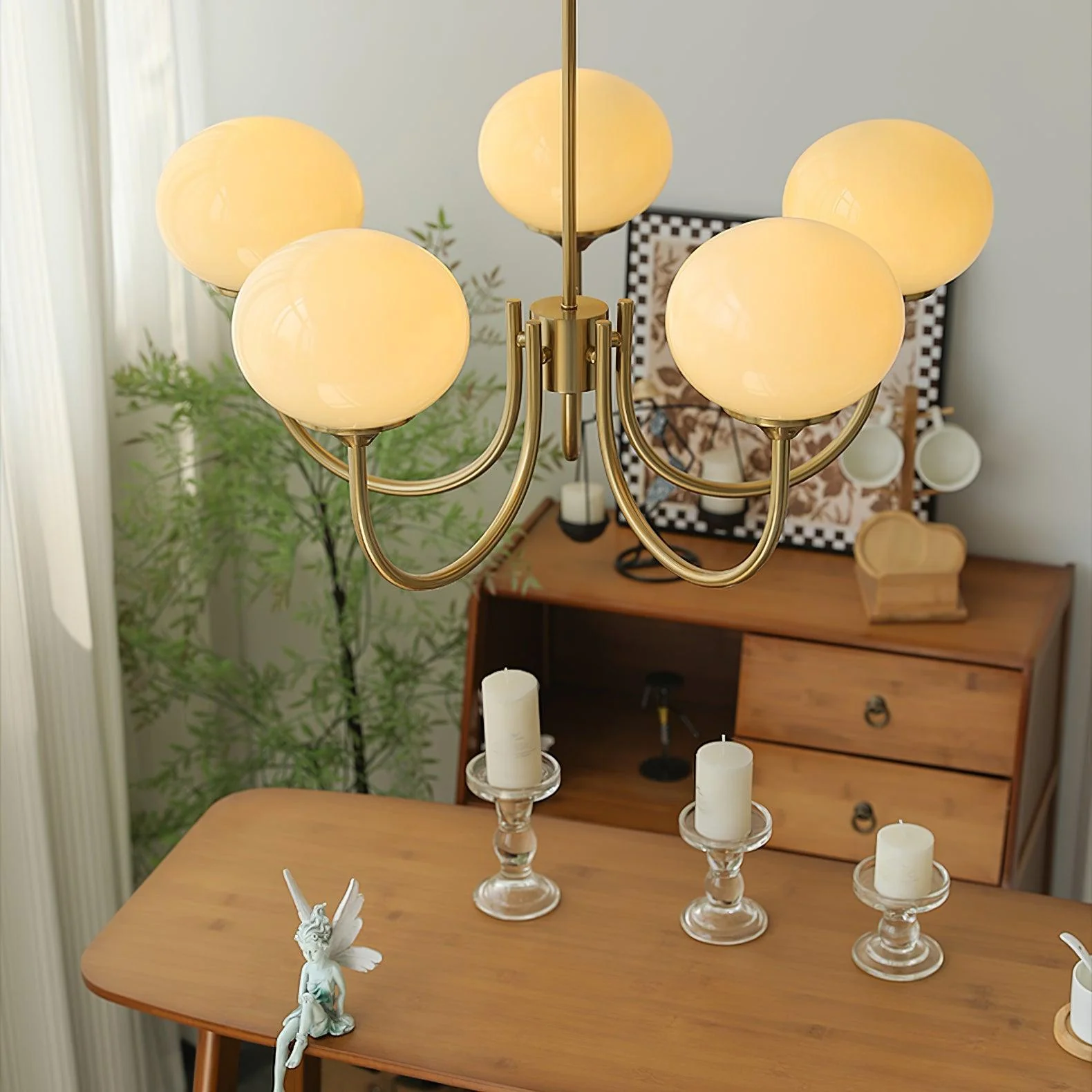 Bubble Pink Glass Marshmallow Chandelier - Image 12