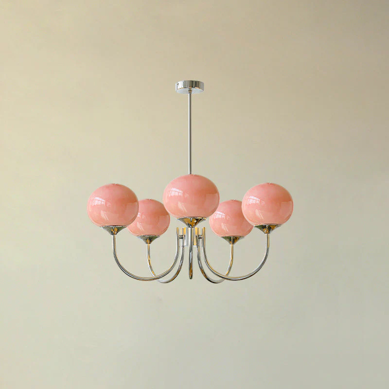 Bubble Pink Glass Marshmallow Chandelier - Image 24