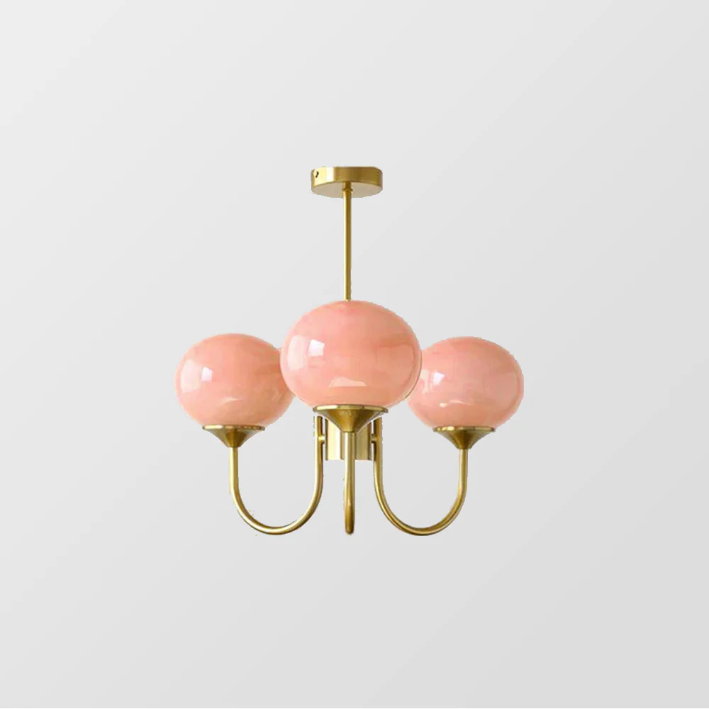 Bubble Pink Glass Marshmallow Chandelier - Image 3