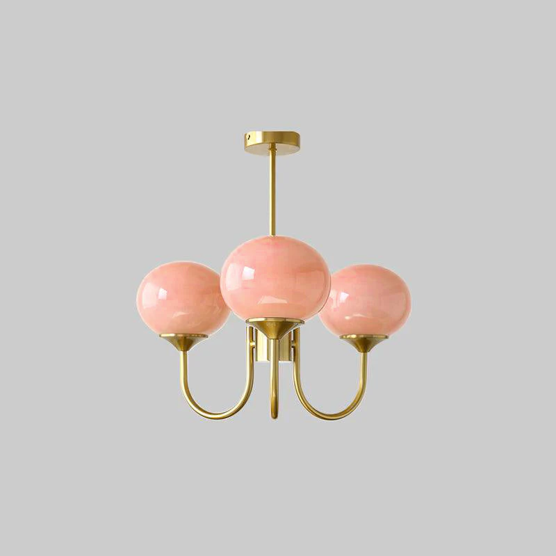 Bubble Pink Glass Marshmallow Chandelier - Image 4
