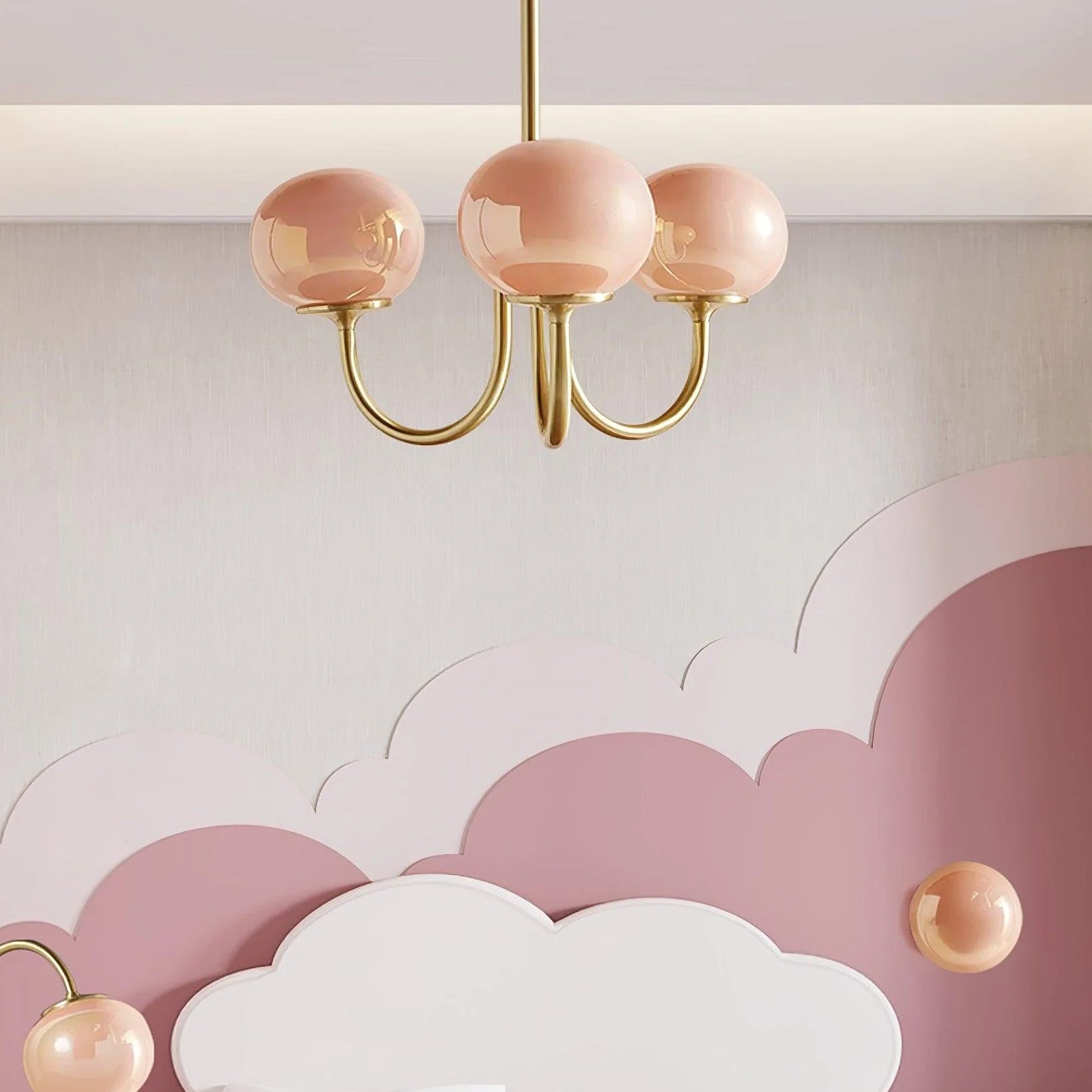 Bubble Pink Glass Marshmallow Chandelier - Image 7