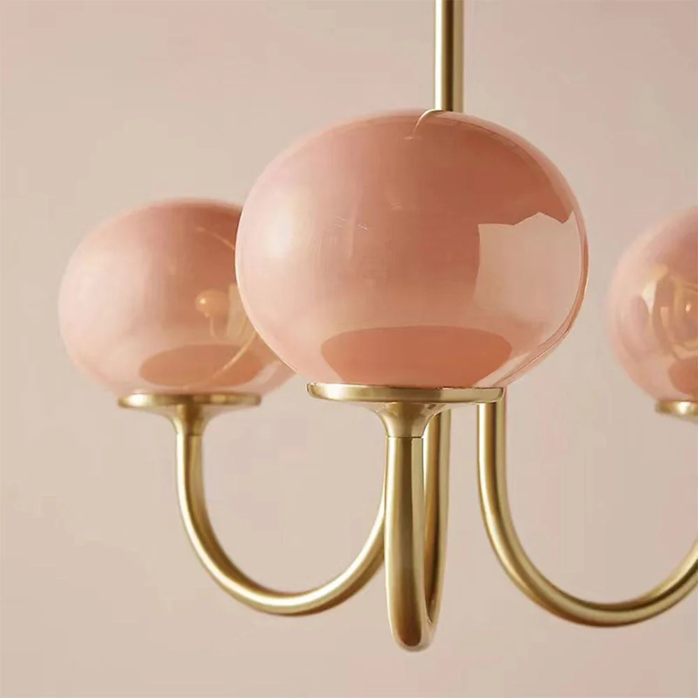 Bubble Pink Glass Marshmallow Chandelier - Image 8