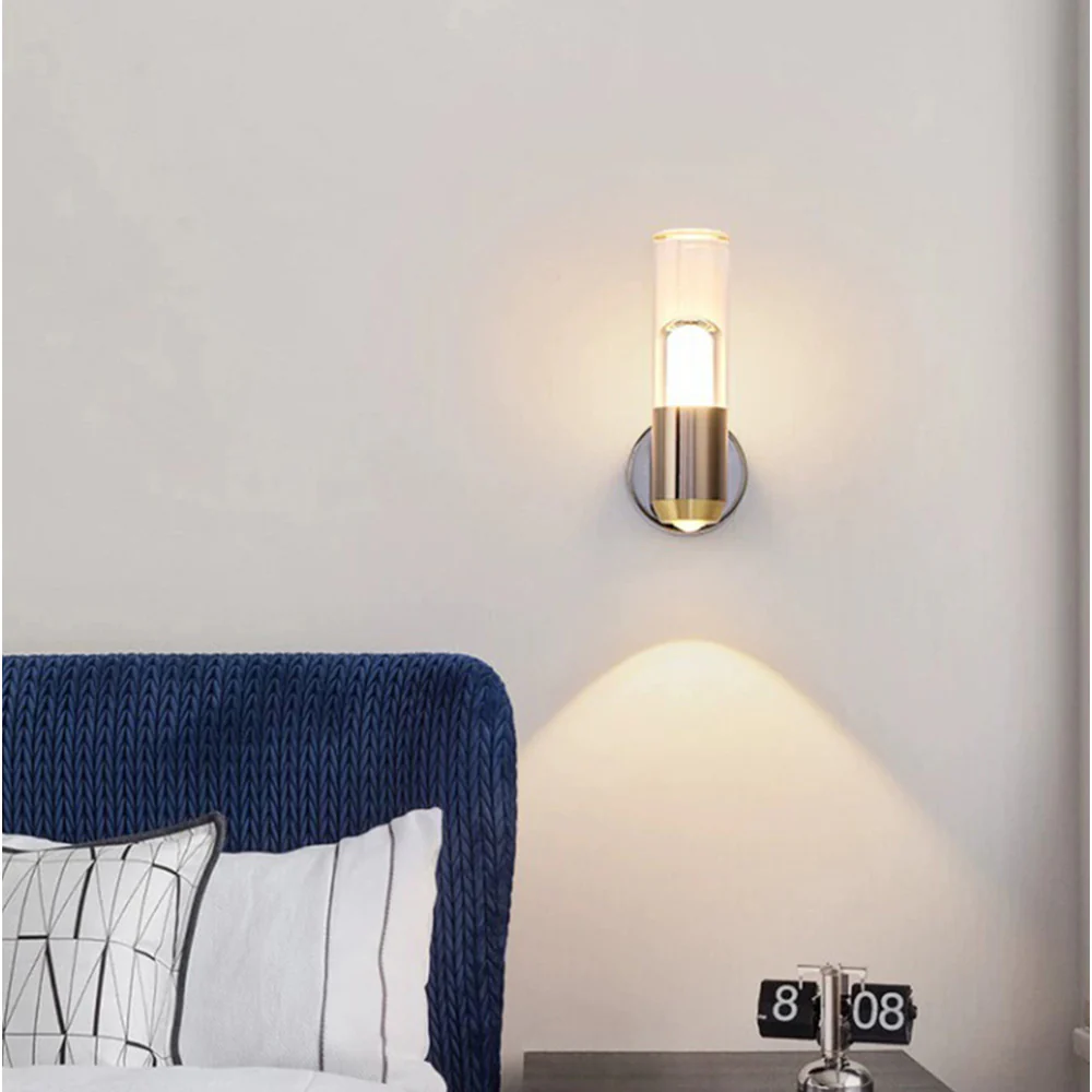 Clear Contemporary Cylinder Wall Lamp - Image 4