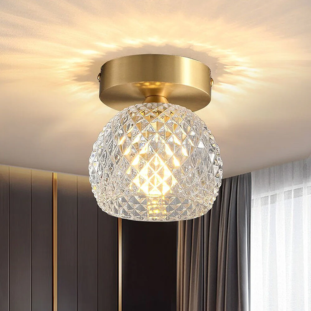 Contemporary Mini Clear Semi-Flush Hallway Ceiling Light - Image 6