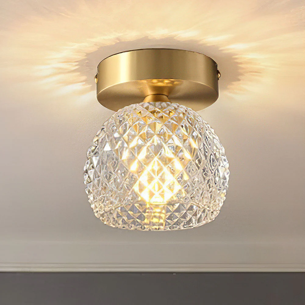 Contemporary Mini Clear Semi-Flush Hallway Ceiling Light - Image 9