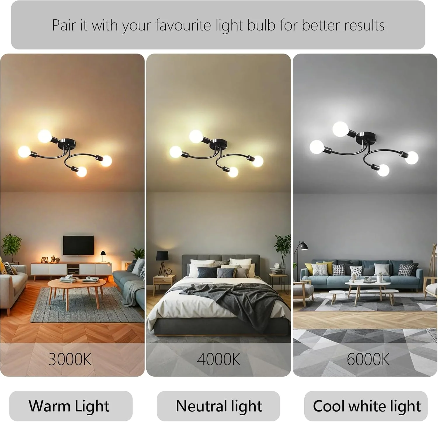Creative Multi-Bulb Golden Bedroom Ceiling Light - Image 18