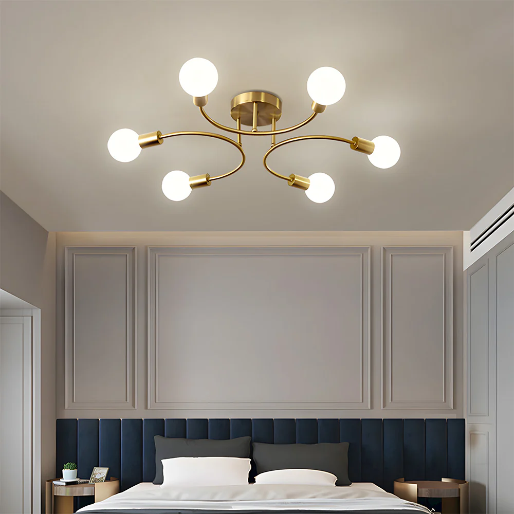 Creative Multi-Bulb Golden Bedroom Ceiling Light - Image 5