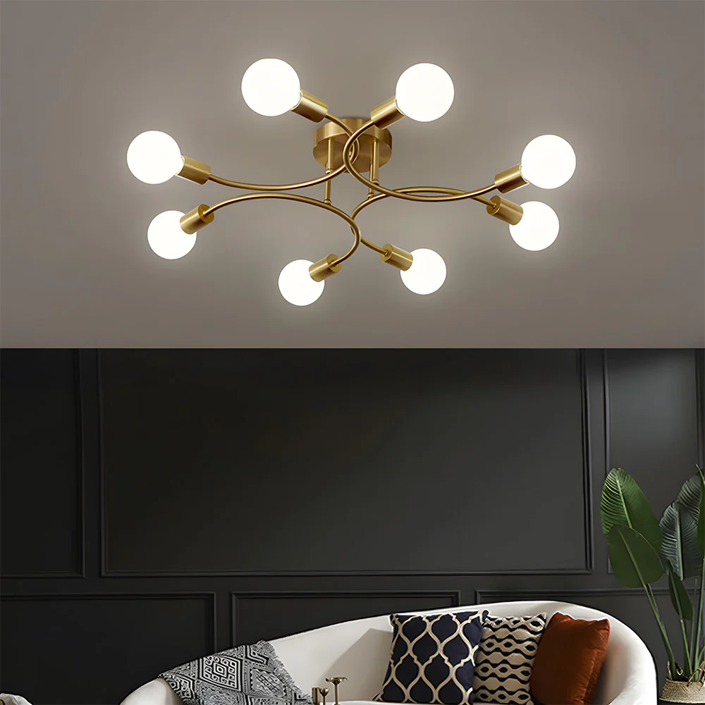 Creative Multi-Bulb Golden Bedroom Ceiling Light - Image 6