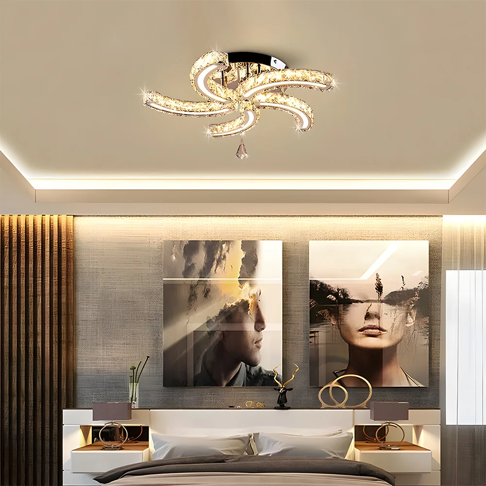 Crystal LED Ceiling Light 5 Arms Flush Mount Ceiling Light - Image 3