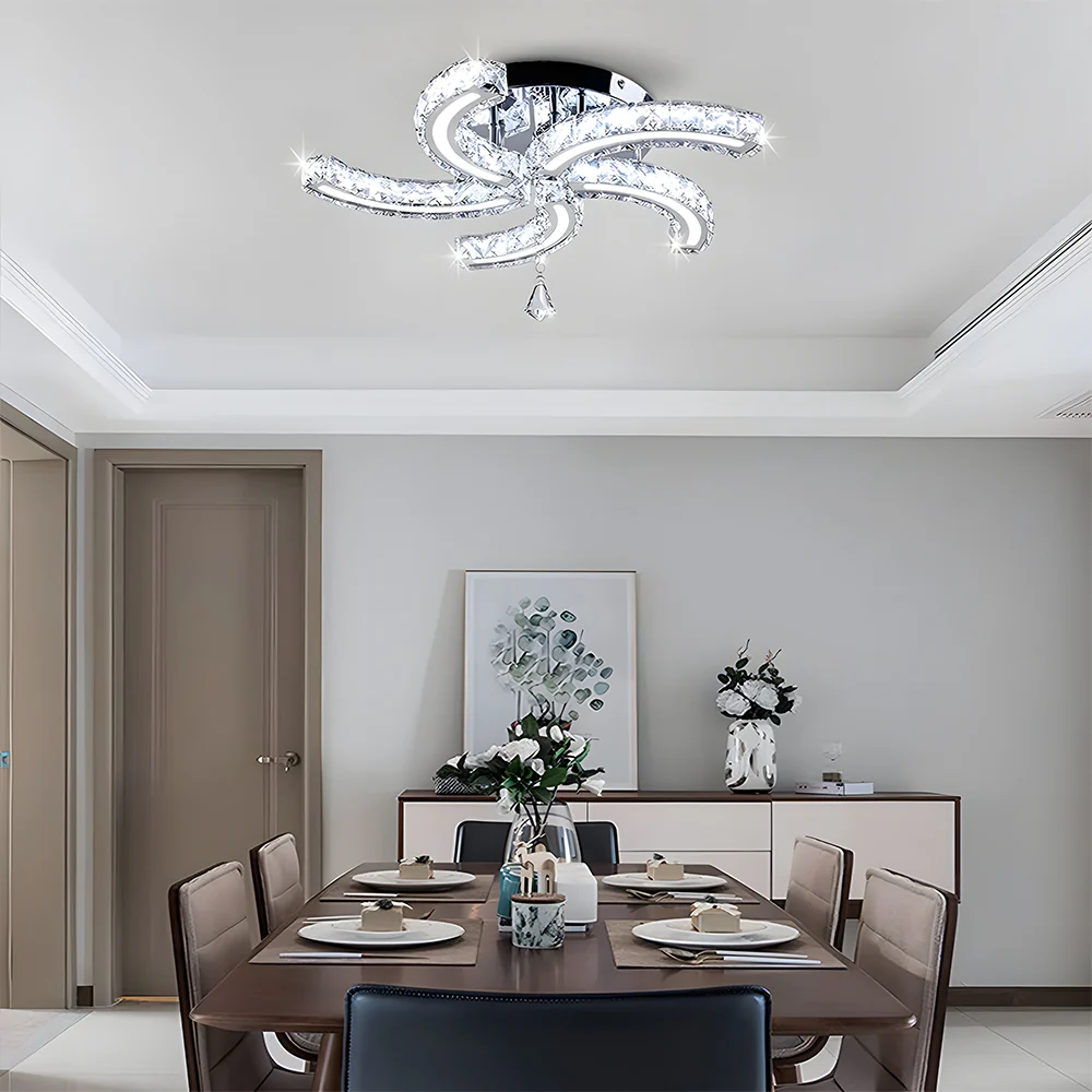 Crystal LED Ceiling Light 5 Arms Flush Mount Ceiling Light - Image 4