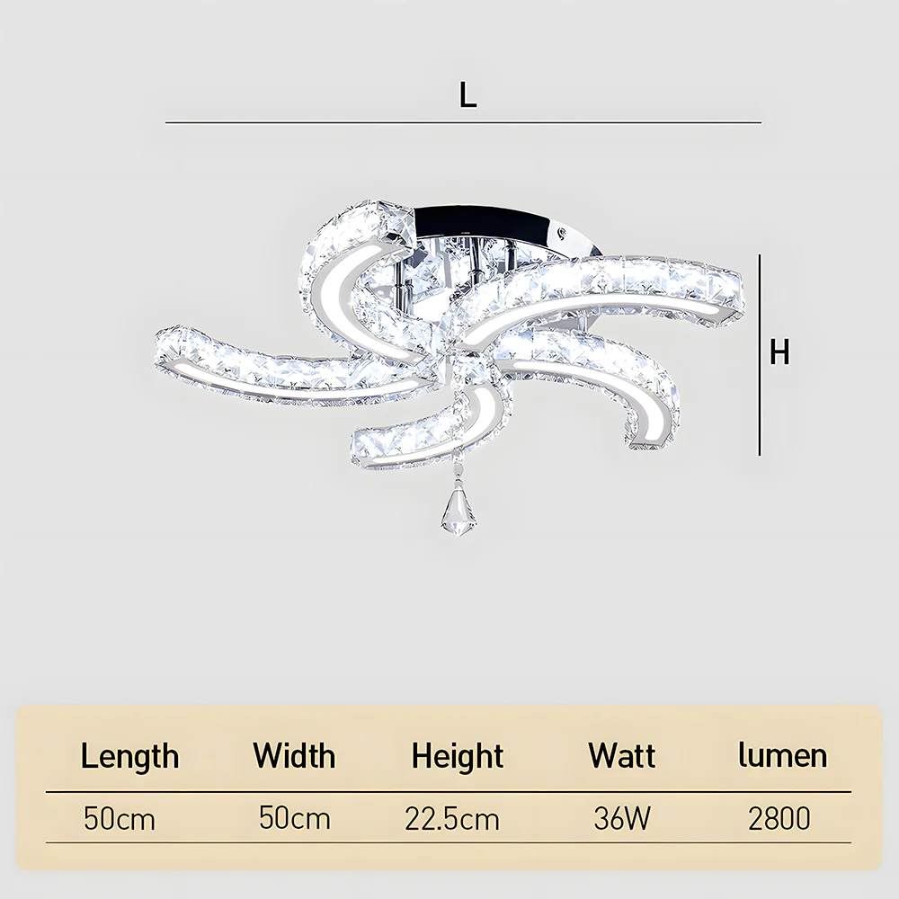 Crystal LED Ceiling Light 5 Arms Flush Mount Ceiling Light - Image 6