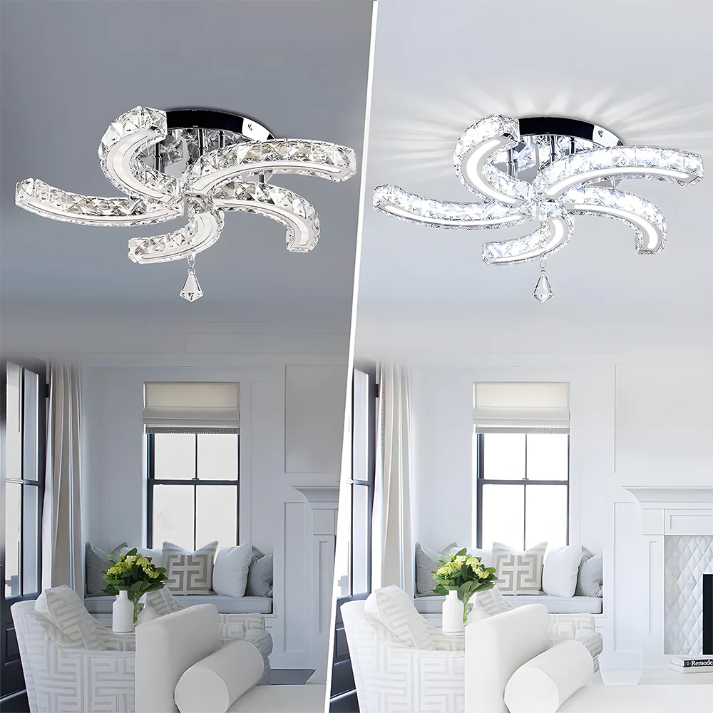 Crystal LED Ceiling Light 5 Arms Flush Mount Ceiling Light - Image 7