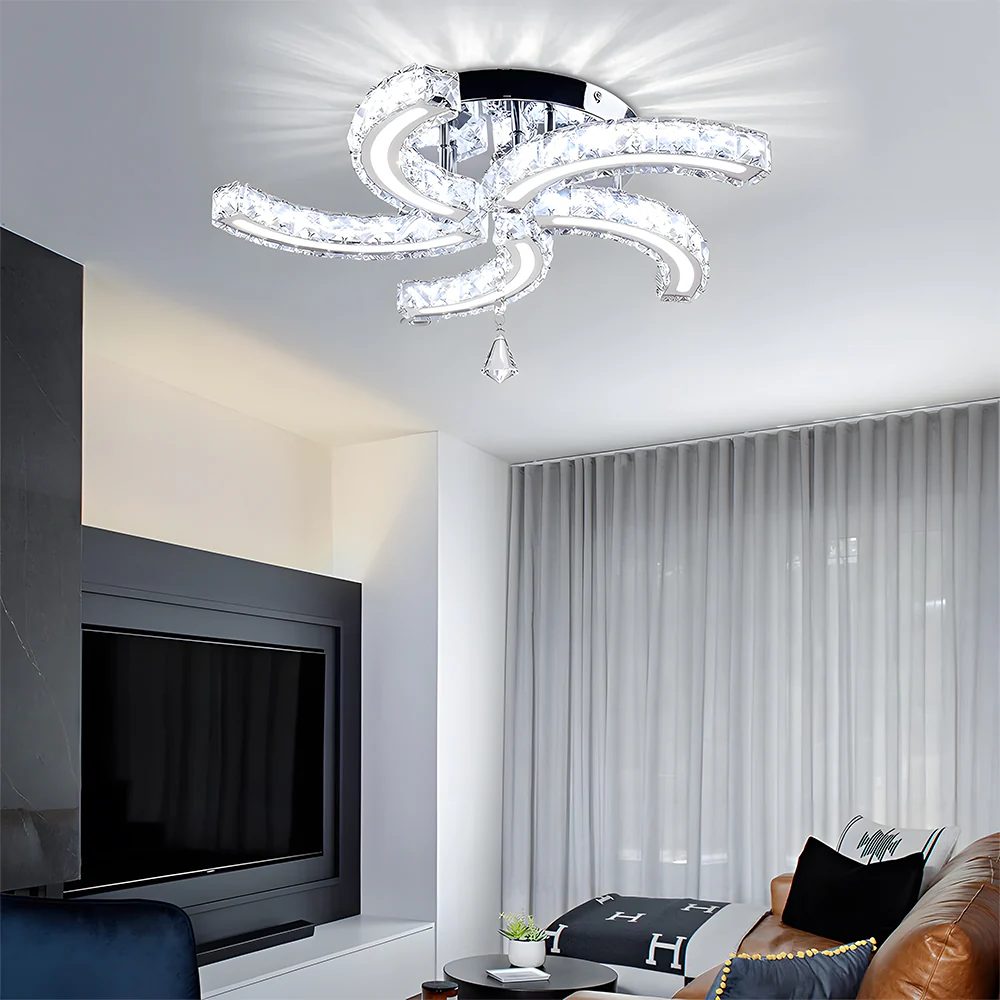 Crystal LED Ceiling Light 5 Arms Flush Mount Ceiling Light - Image 8