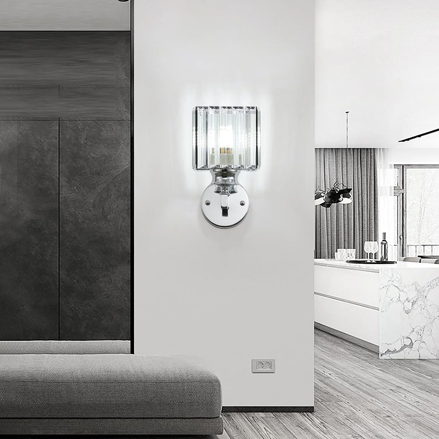 Crystal Round And Square Hallway Wall Lights - Image 33