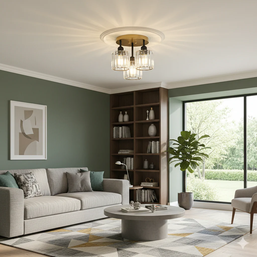 Elegant Crystal Semi Flush Ceiling Light - Image 17