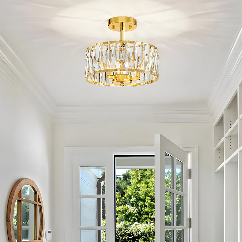 Crystal Semi Flush Mount Ceiling Light Fixture - Image 2