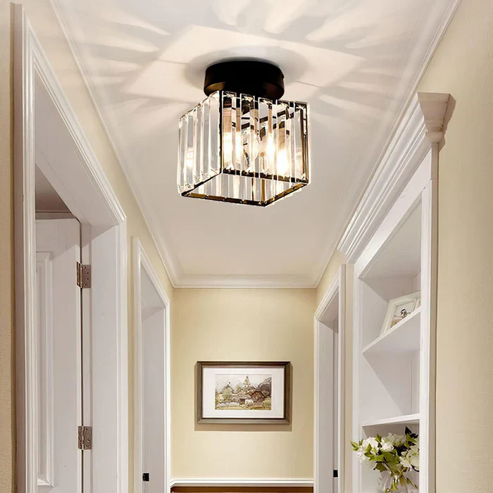 Set of 2 Crystal Hallway Semi Flush Mount Ceiling Light - Image 7