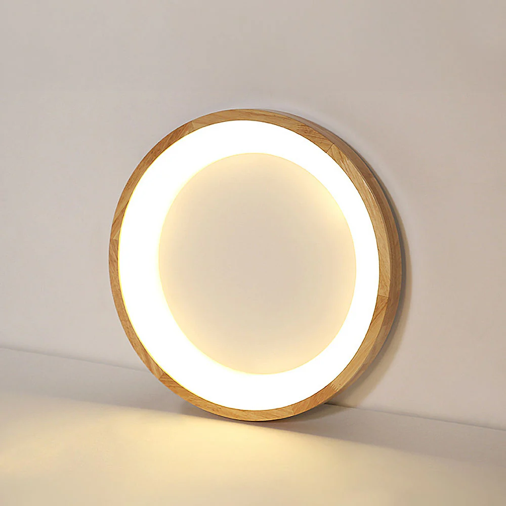 Disc Wood Minimalist LED Ceiling Light For Bedroom - Image 13