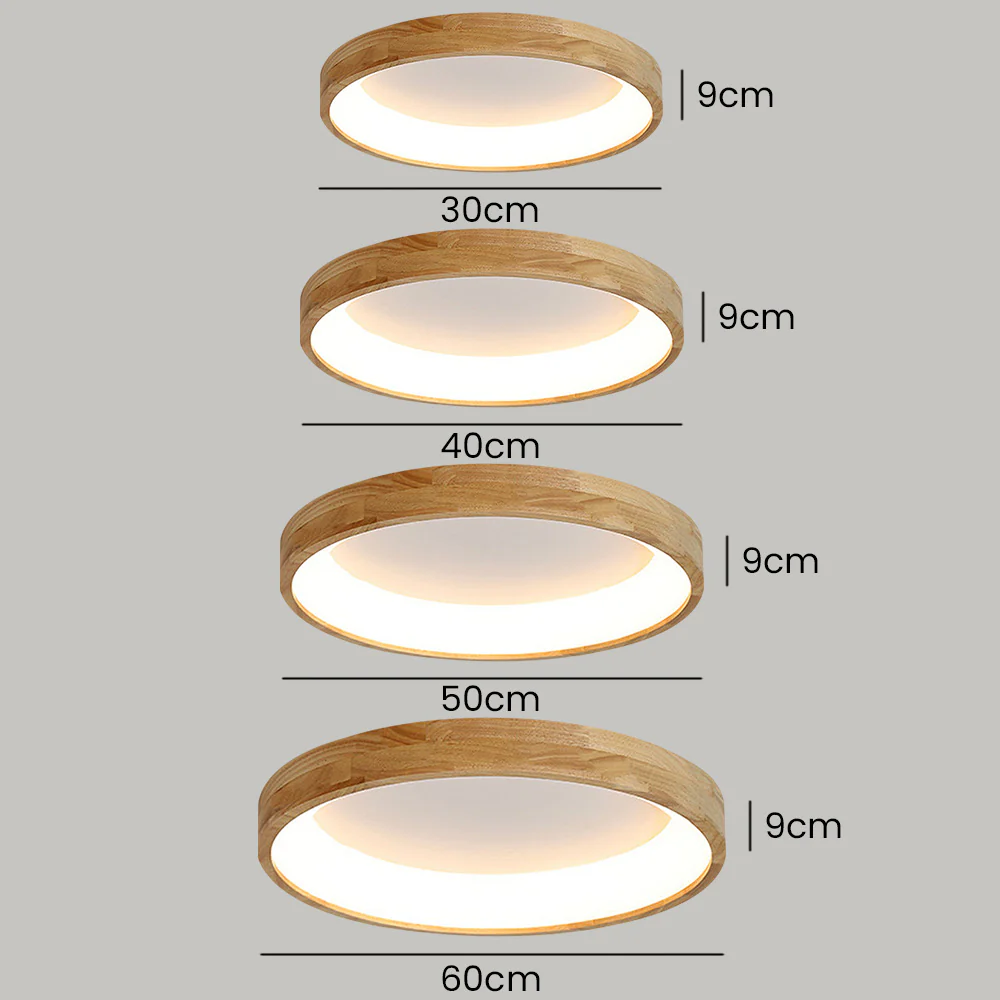 Disc Wood Minimalist LED Ceiling Light For Bedroom - Image 9