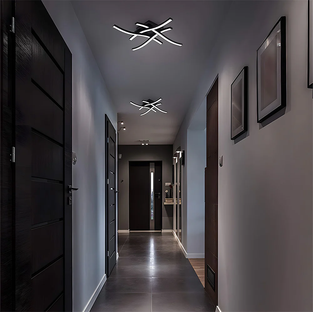 Elegant Curved Black LED Living Room Ceiling Lights - Image 6
