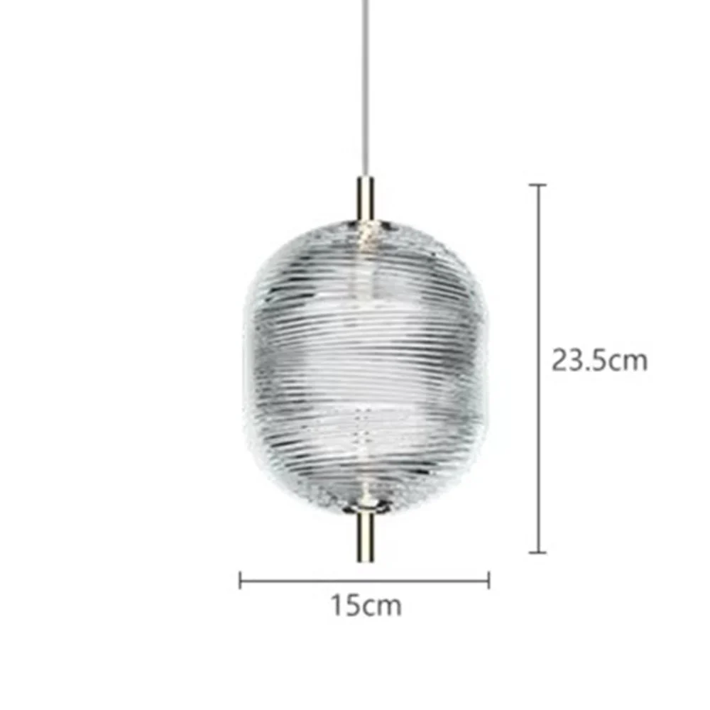 Elegant Ripple Patterned Glass LED Pendant Light - Image 19
