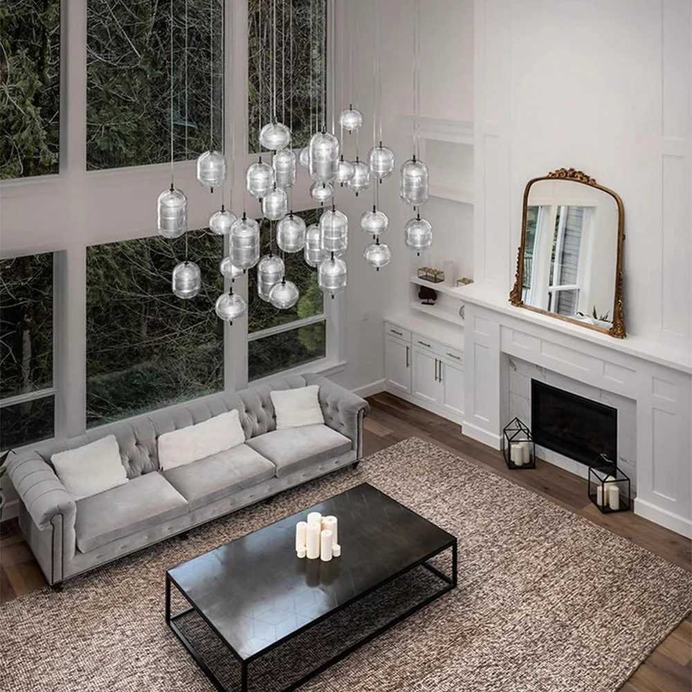 Elegant Ripple Patterned Glass LED Pendant Light - Image 5