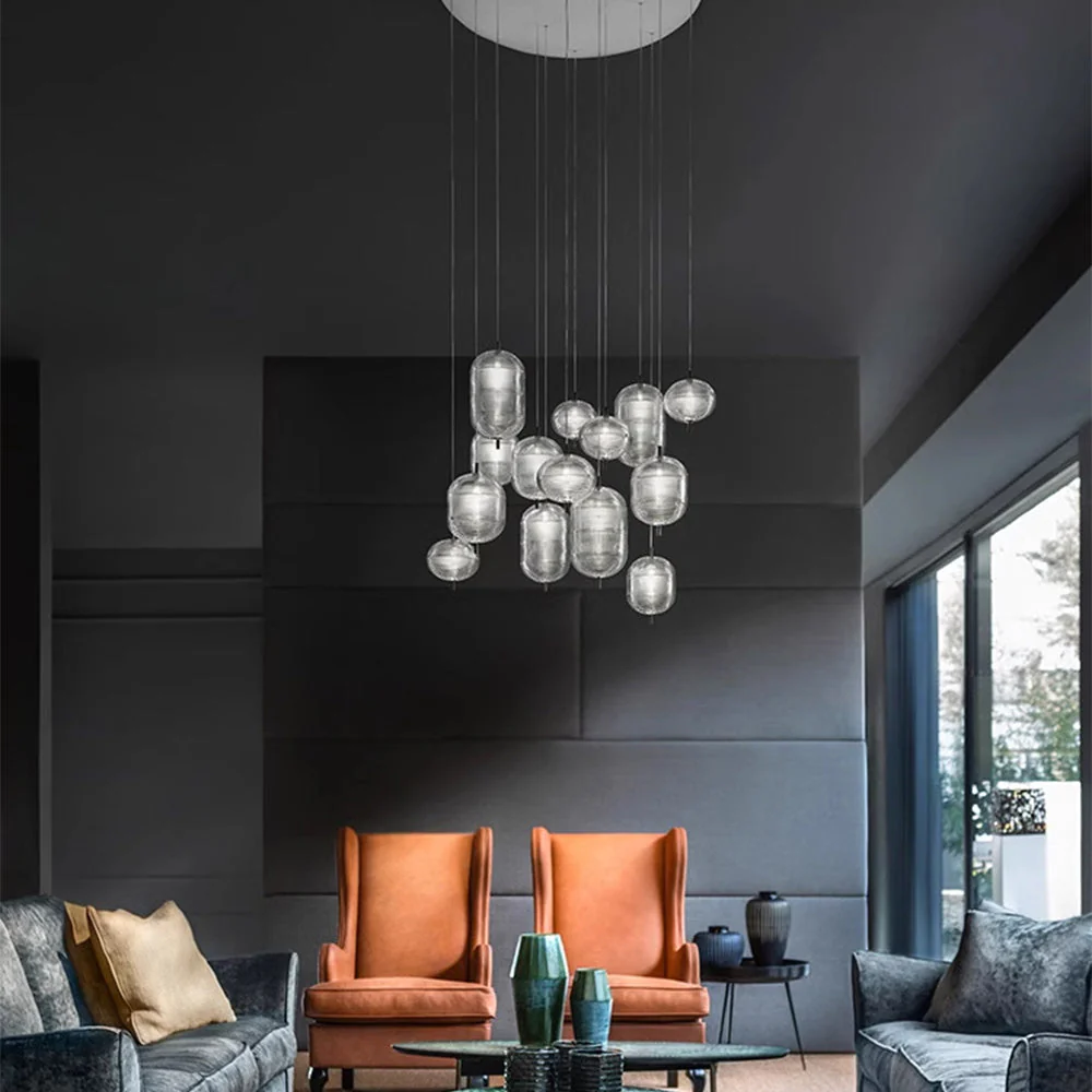 Elegant Ripple Patterned Glass LED Pendant Light - Image 6