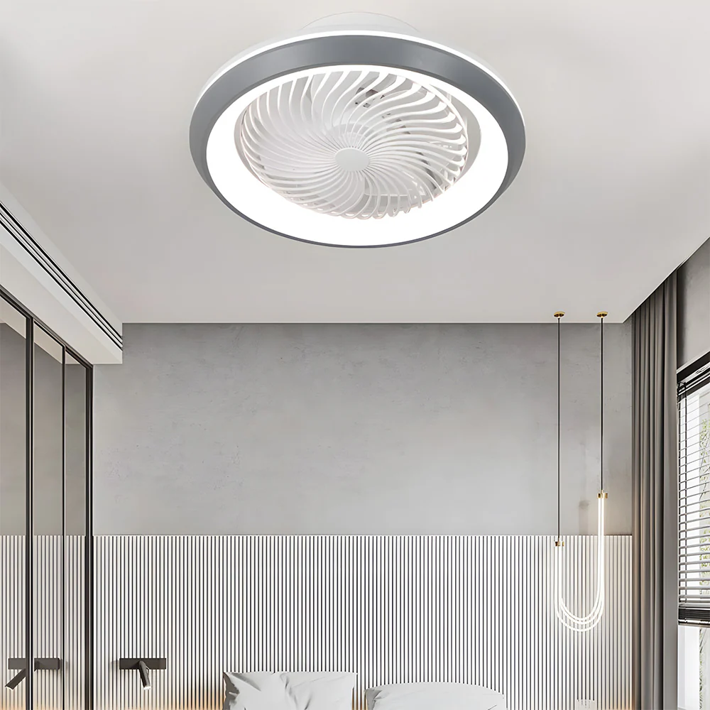 Enclosed Ceiling Fan with LED Light, 6 Speeds, Dimmable, Remote Control Ceiling Fan With Light - Image 4