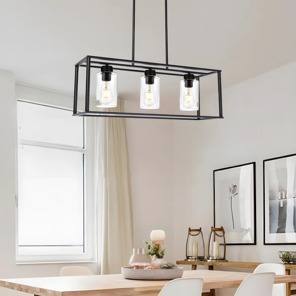 Farmhouse Chandeliers for Kitchen Island with Clear Glass Shade