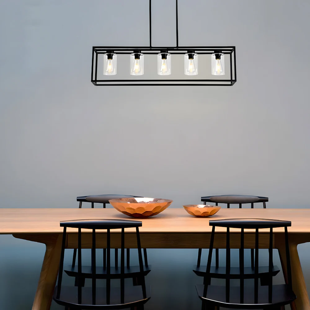 Farmhouse Chandeliers for Kitchen Island with Clear Glass Shade - Image 4