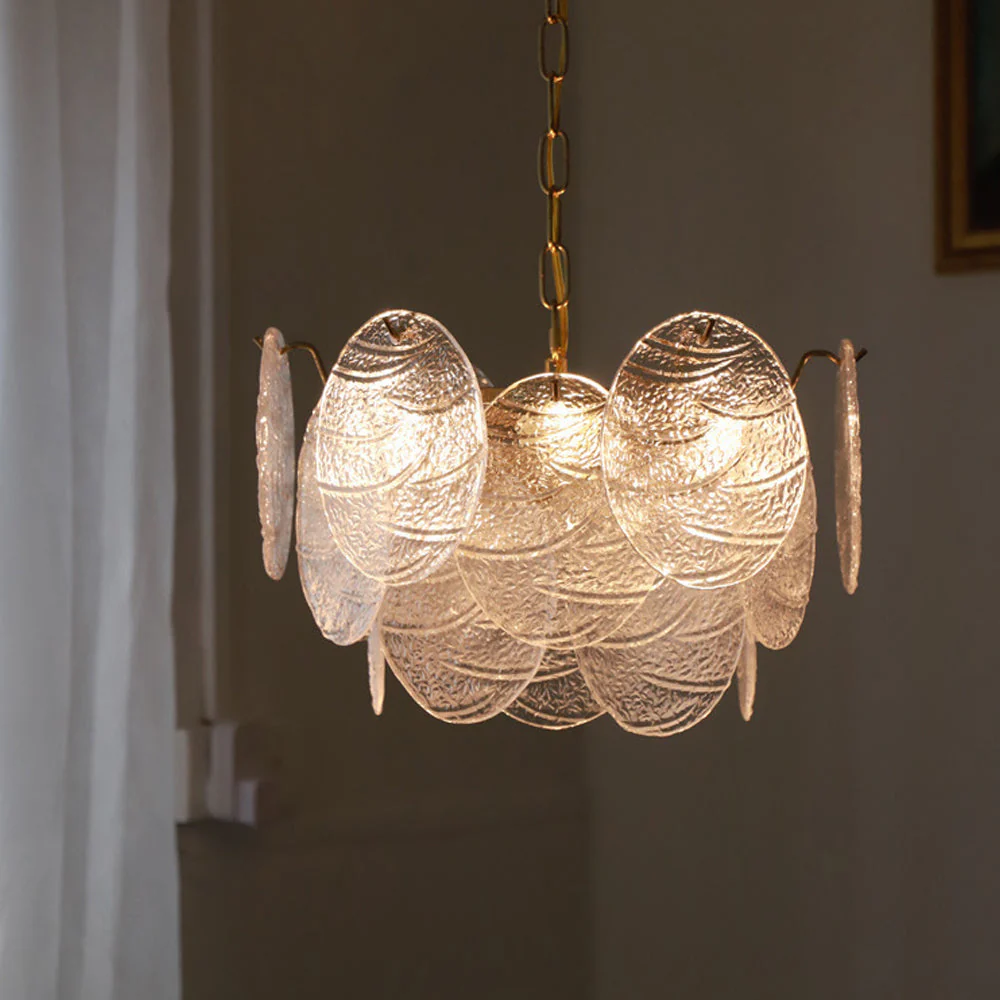 Glass Disc Pendant Light Large Ice Glass Chandelier - Image 7