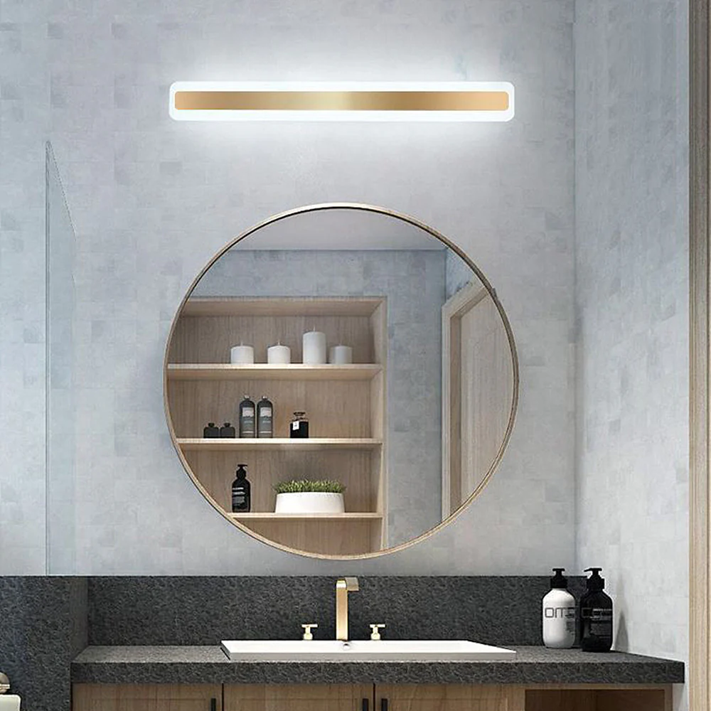 Gold Metal Modern Simple Long Mirror Bathroom Wall Lighting - Image 5