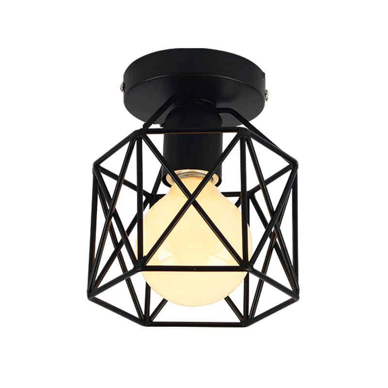 Industrial Iron Art Black Hallway Ceiling Light - Image 14