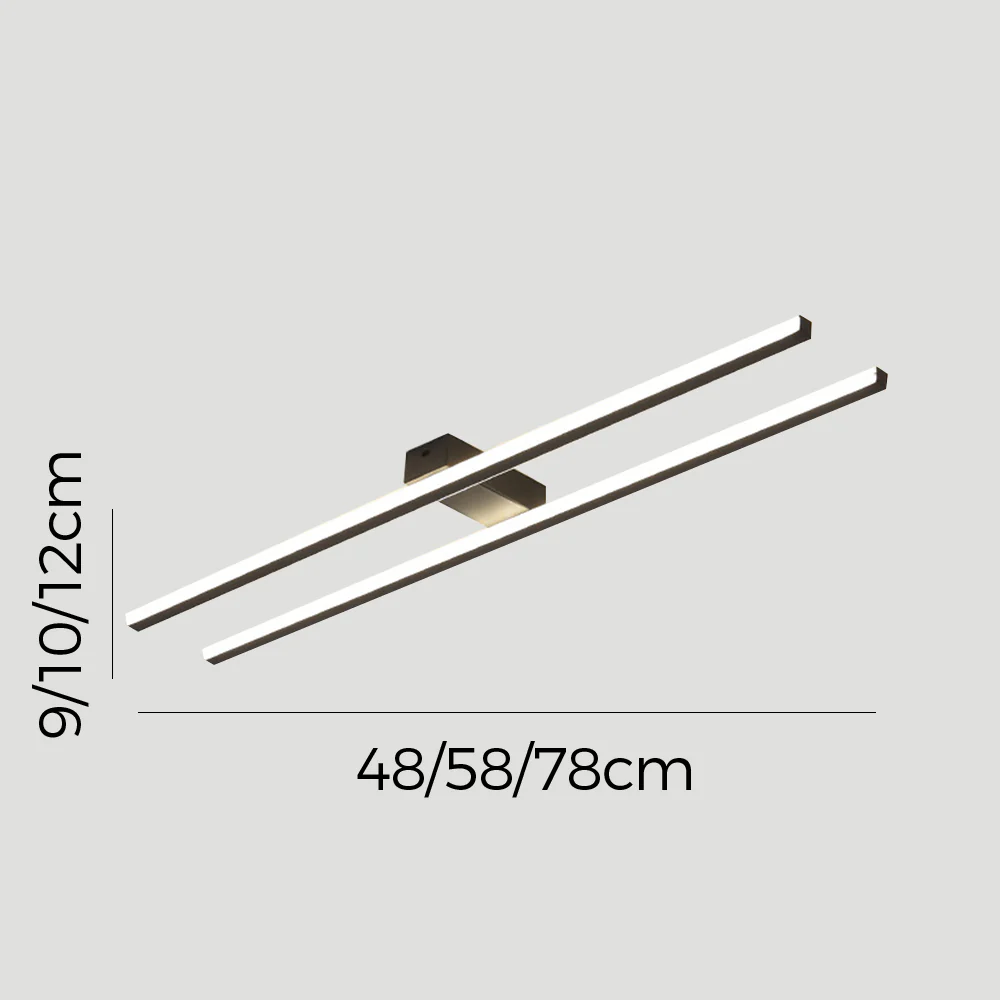 Industrial Minimalist Iron Living Room Double-Linear LED Ceiling Light - Image 5