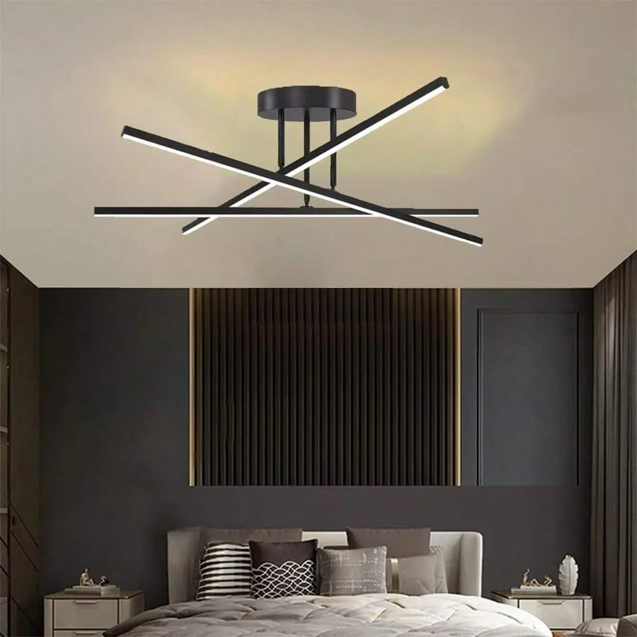 Industrial Minimalist Living Room Semi Flush LED Ceiling Light - Image 4