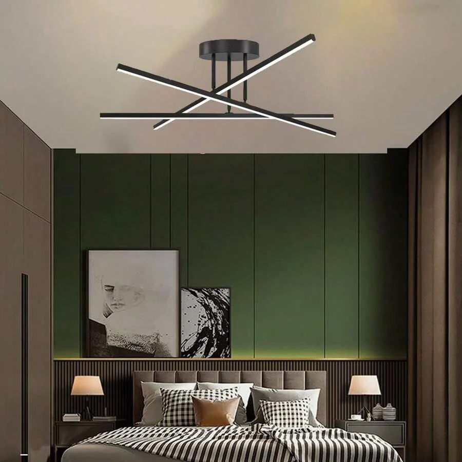 Industrial Minimalist Living Room Semi Flush LED Ceiling Light - Image 5