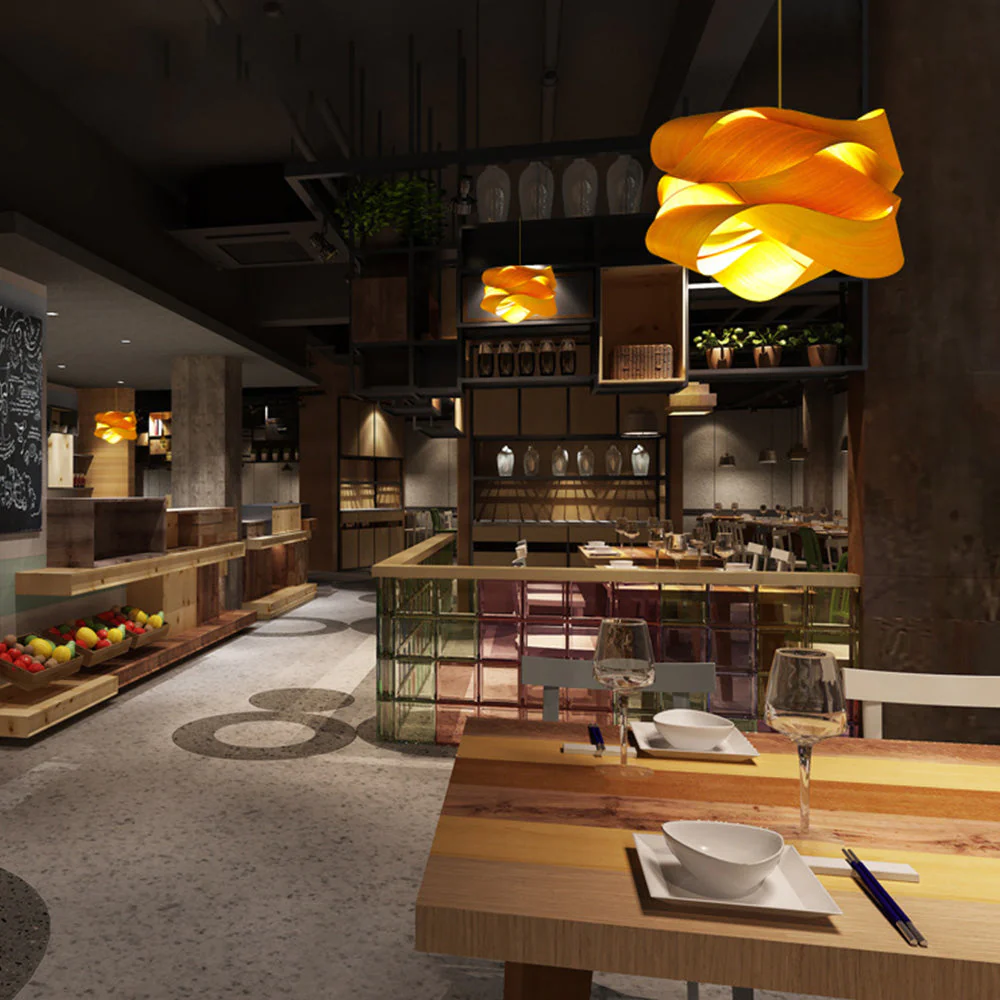 Modern Irregular Wood Pendant Light For Kitchen - Image 6