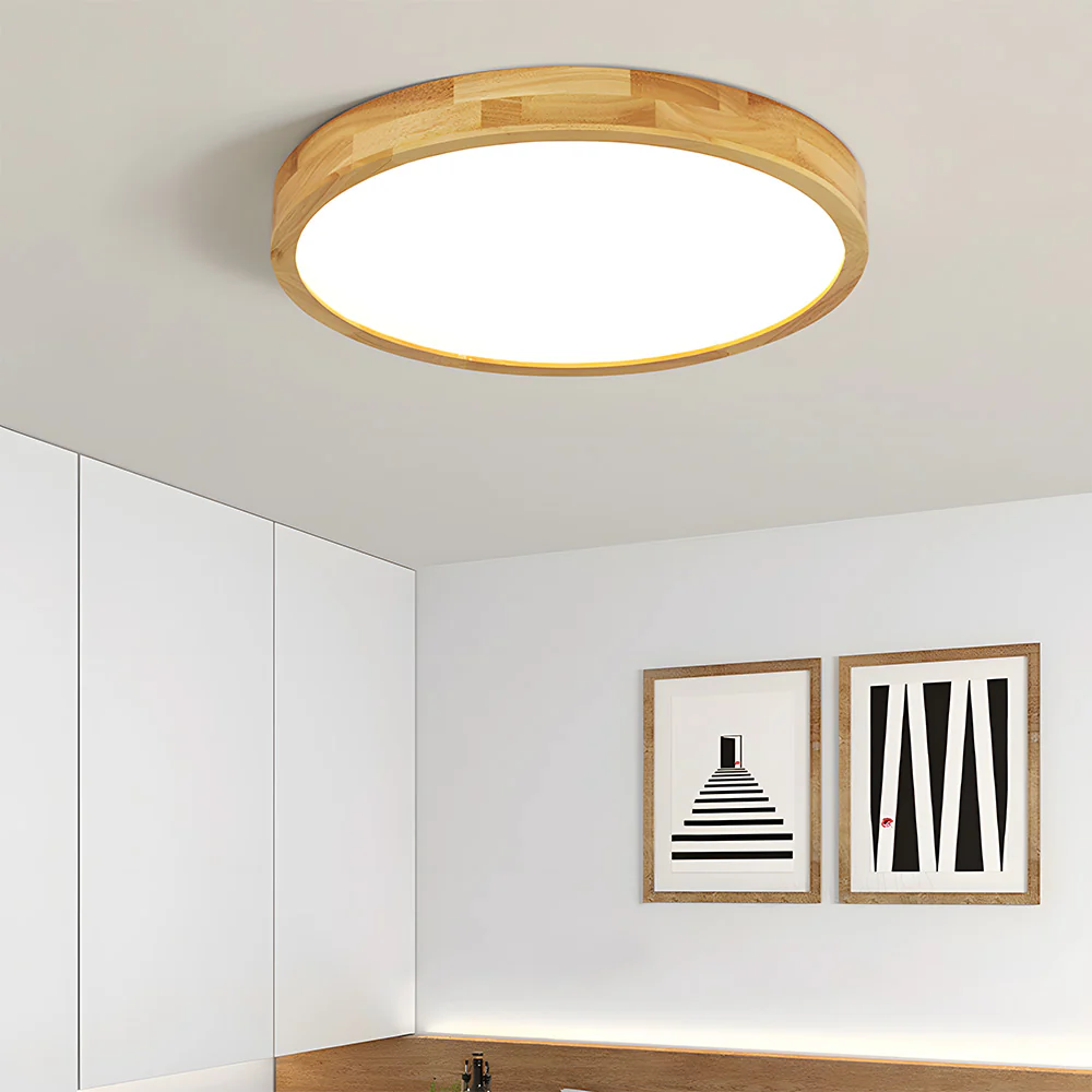 Ultra-thin Wood LED Flush Mount Ceiling Lamp - Image 6