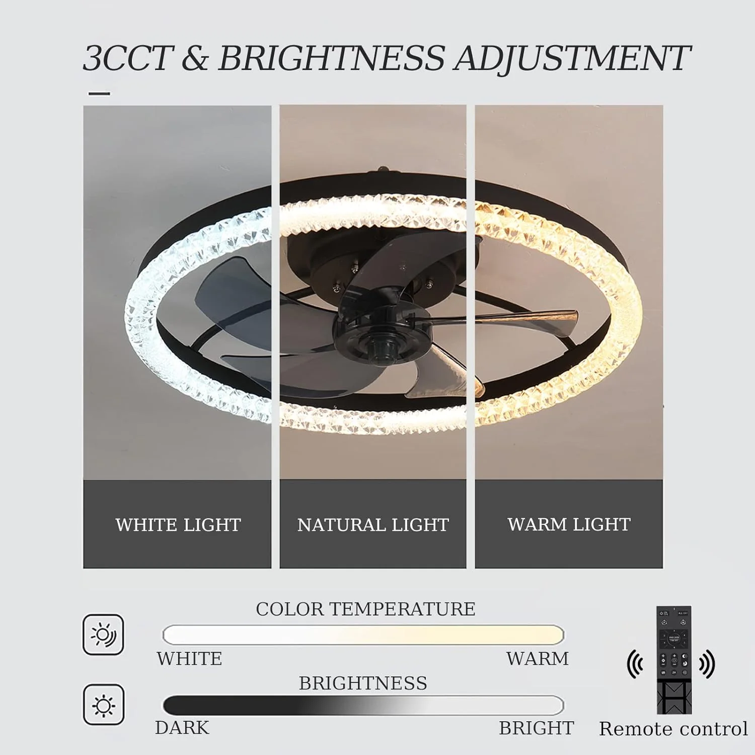 LED Dimmable 6-Speed Adjustable Reversible Ceiling Fan Light for Bedroom - Image 5