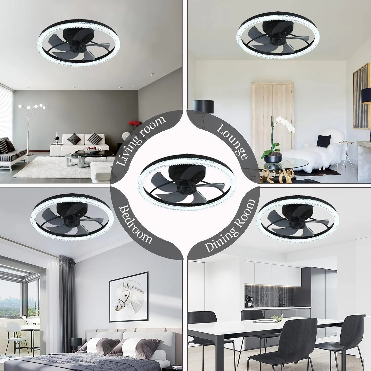 LED Dimmable 6-Speed Adjustable Reversible Ceiling Fan Light for Bedroom - Image 6