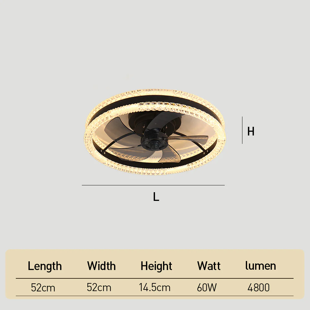 LED Dimmable 6-Speed Adjustable Reversible Ceiling Fan Light for Bedroom - Image 7